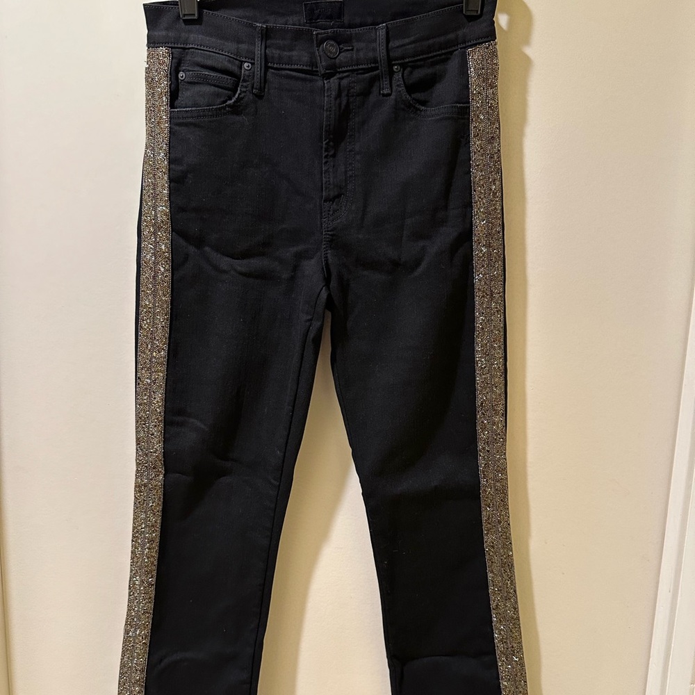Mother Denim The Rascal Ankle Fray Guilty Flash Black Jeans
